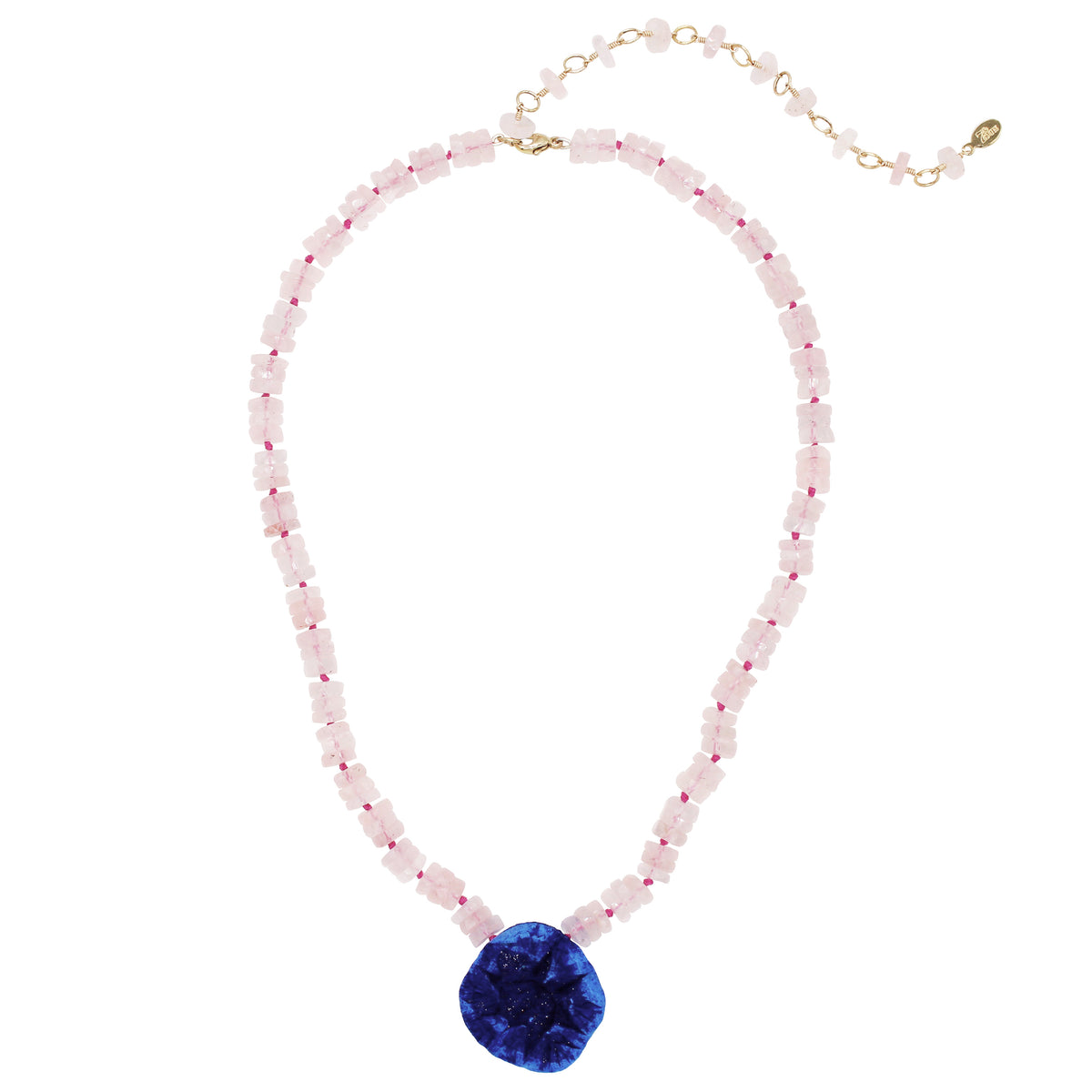 Rockhound Candy Necklace Rose Quartz & Blueberry Azurite