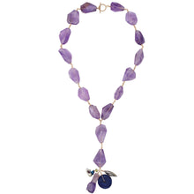 Load image into Gallery viewer, Amethyst Lariat with Various Gemstones &amp; Antique Charms
