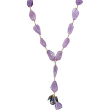 Load image into Gallery viewer, Amethyst Lariat with Various Gemstones &amp; Antique Charms.
