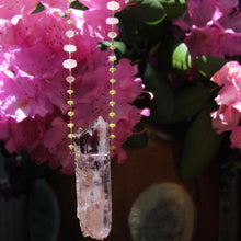 Load image into Gallery viewer, Hiddenite Spodumene Kunzite, Sphene & Morganite Necklace