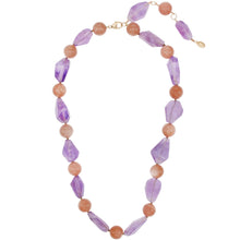 Load image into Gallery viewer, Sybil Collar in Peach Moonstone & Amethyst