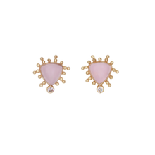 Load image into Gallery viewer, 14k Sacred Stud Earring Rose Quartz