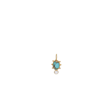 Load image into Gallery viewer, 14k Mini Spur Blue Turquoise & Moissanite
