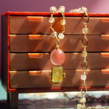 Load image into Gallery viewer, 14k Porthole Charm Cherry Quartz & Yellow Sapphire