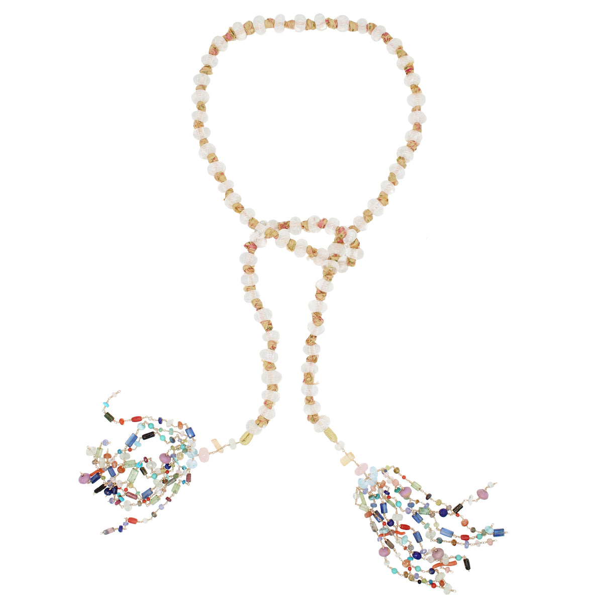 Glass, Silk & Gemstone Long Necklace.