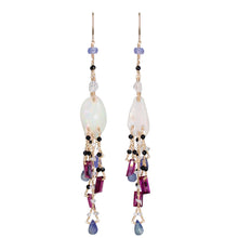 Load image into Gallery viewer, New Wildflower Earring Opal, Tanzanite &amp; Garnet
