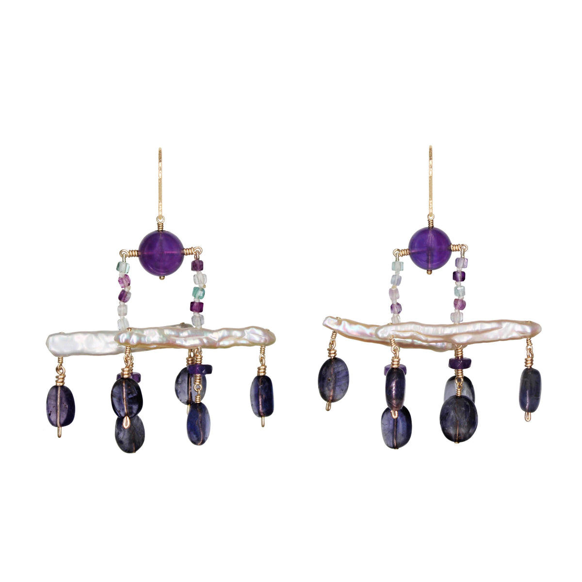 Amethyst Gemstone Pagoda Earring