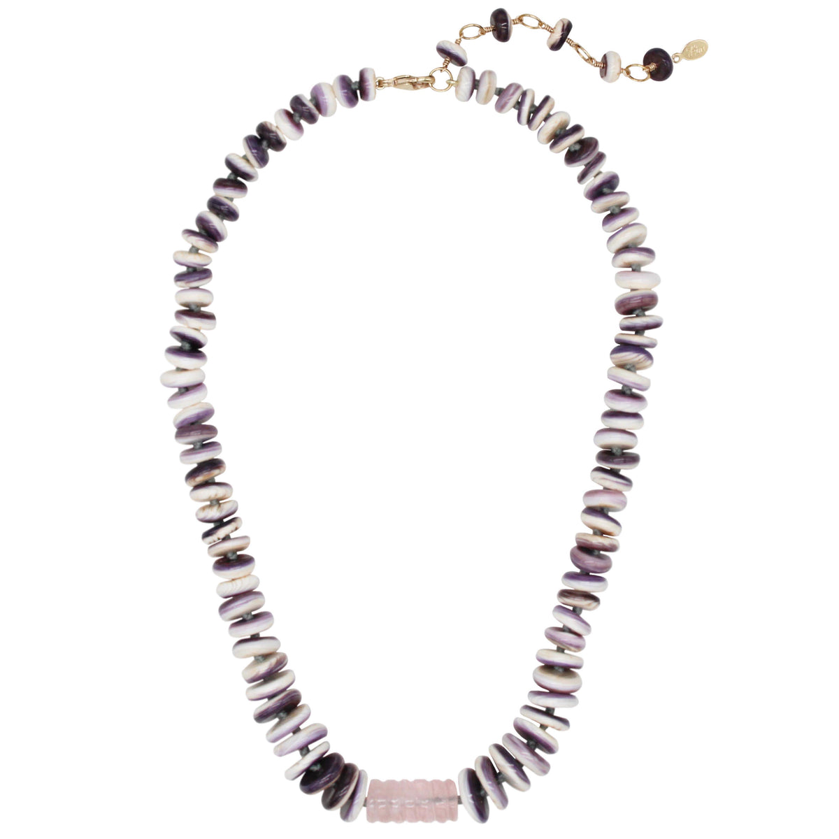 Rockhound Candy Necklace Wapum Shell and Morganite