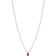 Load image into Gallery viewer, Delicate Lapis Chain Necklace with Garnet Drop Focal.
