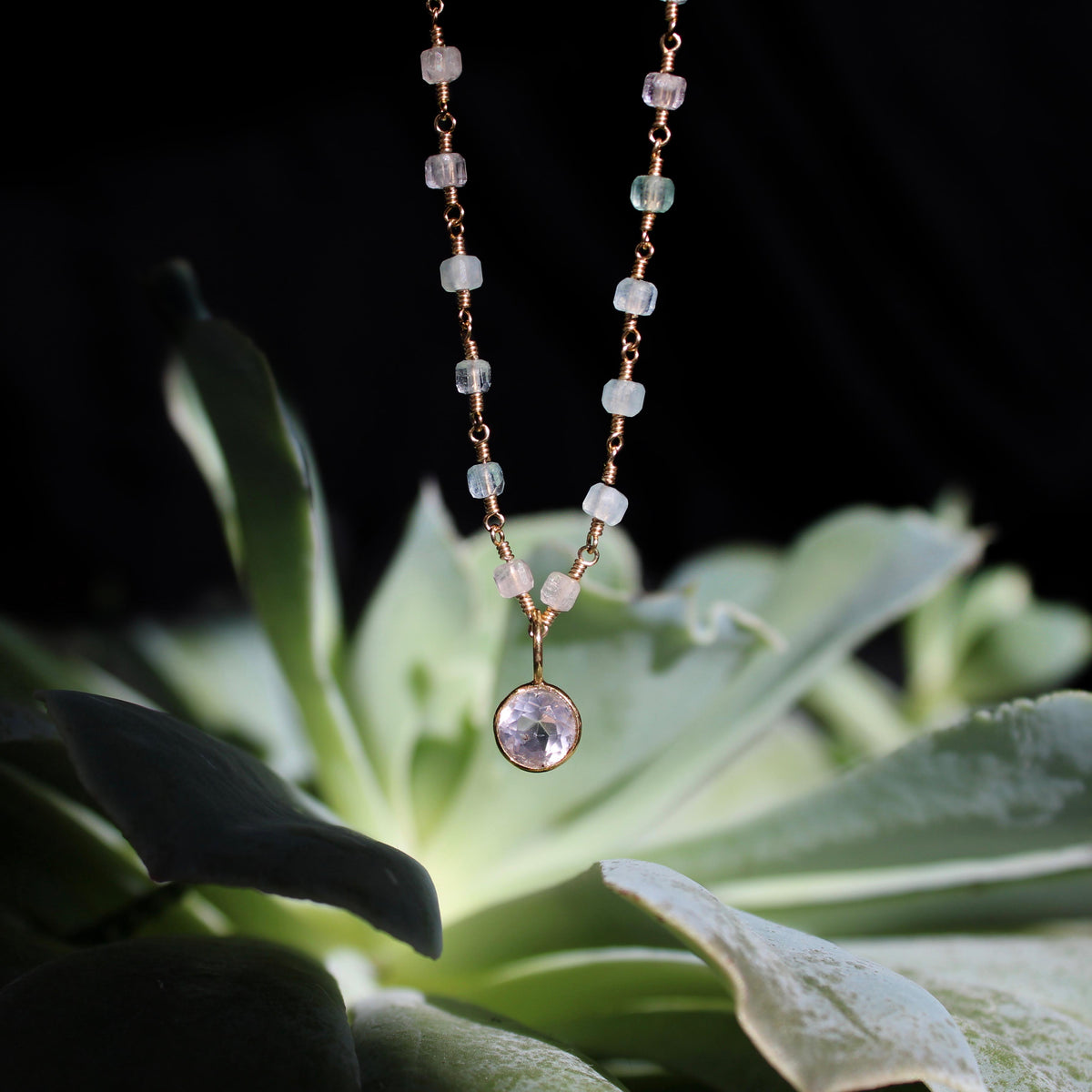 14k Sacred Charm Rose Quartz