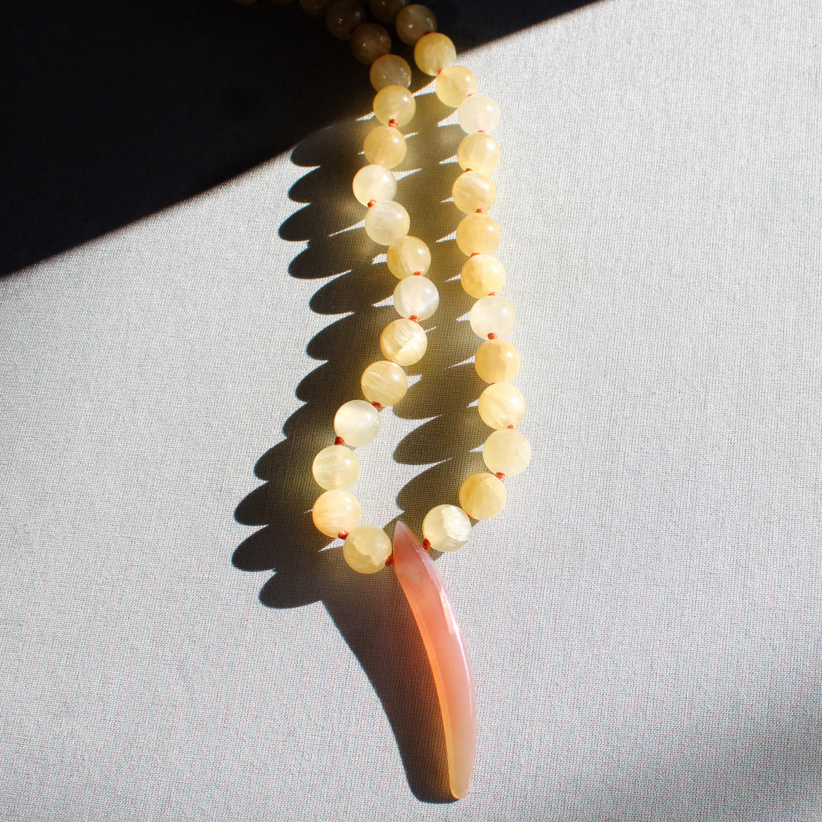 Rockhound Candy Necklace Selenite & Hydrogrossular Garnet