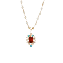 Load image into Gallery viewer, 14k Squiggle Charm in Hessonite, Moissanite &amp; Turquoise

