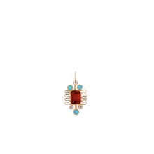 Load image into Gallery viewer, 14k Squiggle Charm in Hessonite, Moissanite &amp; Turquoise
