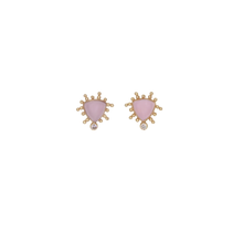 Load image into Gallery viewer, 14k Sacred Stud Earring Rose Quartz
