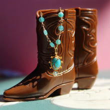 Load image into Gallery viewer, 14k Mini Spur Blue Turquoise &amp; Moissanite
