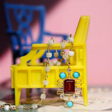 Load image into Gallery viewer, 14k Squiggle Charm in Hessonite, Moissanite &amp; Turquoise
