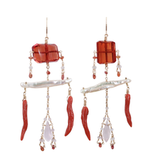 Load image into Gallery viewer, Wayfinder Gemstone Earring Sapphire, Pearl &amp; Rose Quartz

