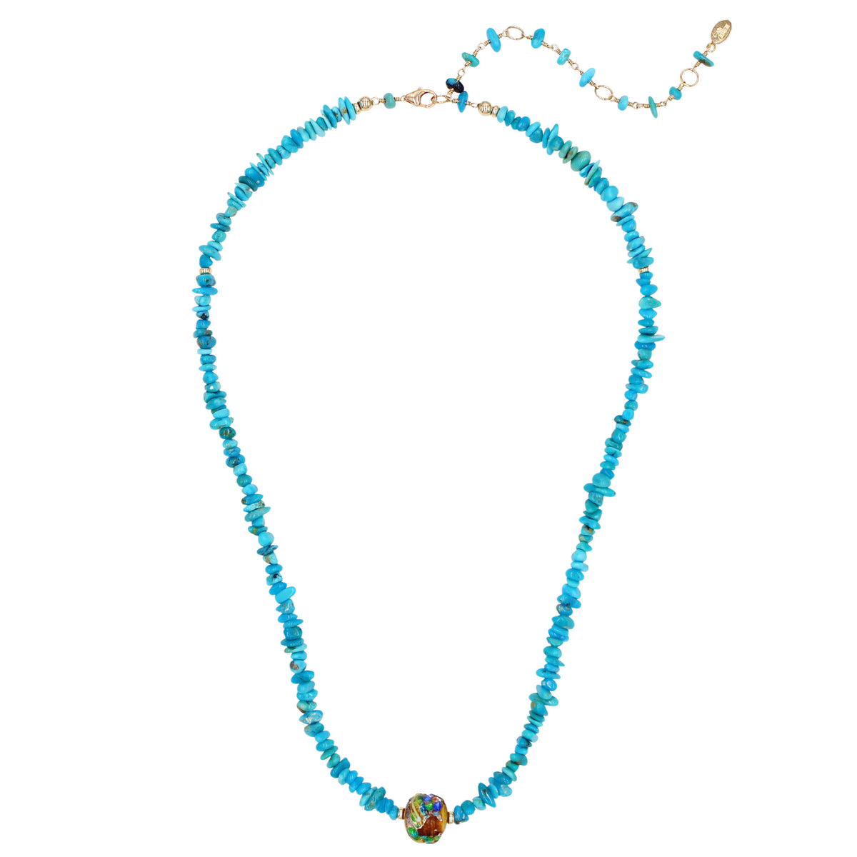 Lone Mountain Turquoise & Cake Glass Necklace